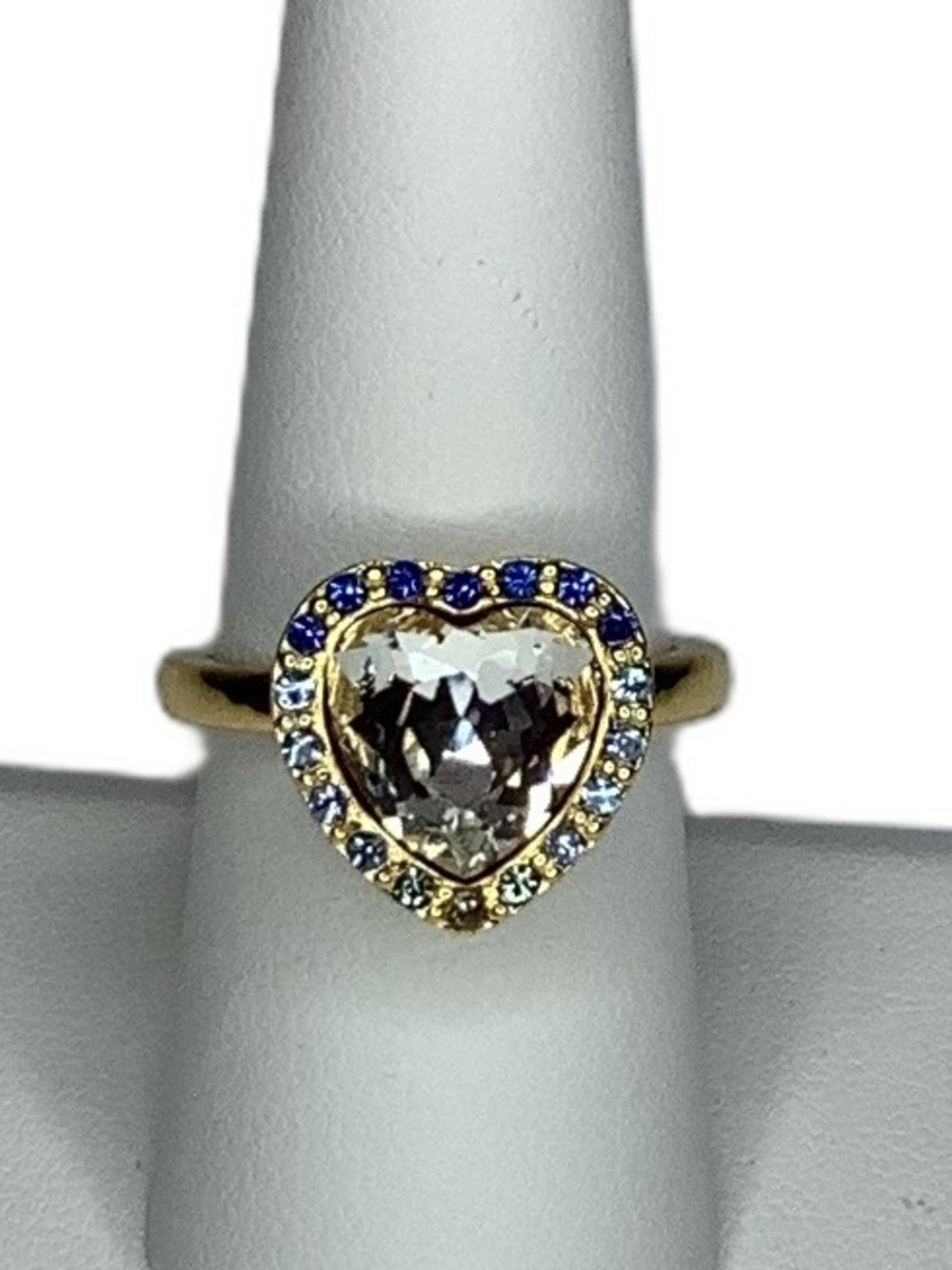 Kurt Geiger London Blue Crystal Heart Halo Ring 8 New